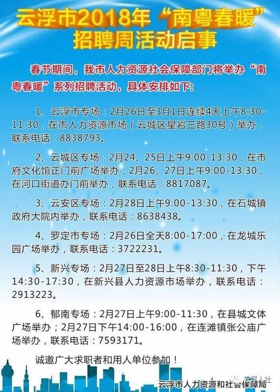 云浮最新招聘信息速遞